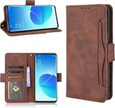 Voor OPPO Reno6 Pro + 5G Huid Voelen Kalf Patroon Horizontale Flip Lederen Case met Houder & Kaartsleuven & Fotolijst (Bruin)