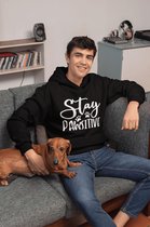 Stay Pawsitive Hoodie, Grappige Hondenhoodies, Unieke Cadeaus Voor Hondenliefhebbers, Kwaliteit Unisex Sweatshirt Met Capuchon, D004-002B, 5XL, Zwart