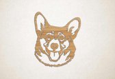 Wanddecoratie - Hond - Corgi 6 - S - 54x45cm - Eiken - muurdecoratie - Line Art