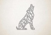 Line Art - Wolf 7 - M - 82x60cm - EssenhoutWit - geometrische wanddecoratie