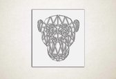 Line Art - Aap vierkant - S - 49x45cm - Wit - geometrische wanddecoratie