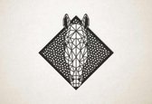 Line Art - Paard 2 met achtergrond - XS - 26x25cm - Zwart - geometrische wanddecoratie