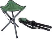 Verkgroup - Viskrukje - 3- poots Krukje - Groen/ Zwart- Lichtgewicht - Opvouwbaar Kampeerkruk - Toeristische Vissersstoel Krukje