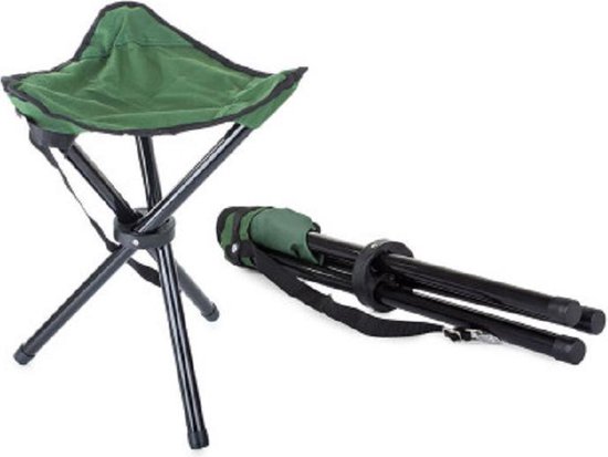 Verkgroup - Tabouret de pêche - Tabouret à 3 pieds - Vert / Zwart- Léger - Tabouret de camping pliable - Tabouret de chaise de pêche touristique