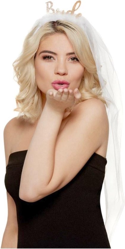 Smiffys 27357 Bride Headband, Women, White