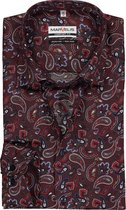 MARVELIS comfort fit overhemd - bordeaux rood paisley dessin - Strijkvrij - Boordmaat: 44