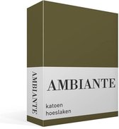 Ambiante Cotton Uni - Hoeslaken - Lits-jumeaux - 160x200 cm - Olive Green