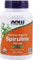 Spirulina 500mg 200 tabletten van Organische herkomst - de multivitamine van Moeder Aarde | NOW