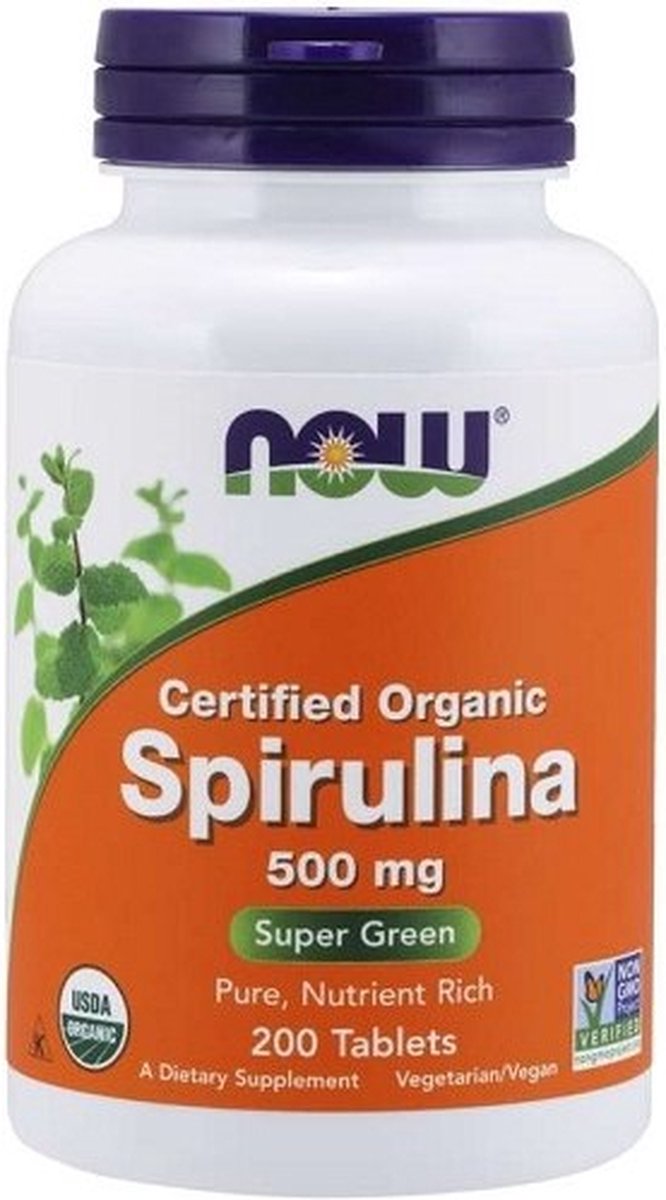 Goedkoopste Spirulina 500mg 200 tabletten van Organische herkomst - de multivitamine van Moeder Aarde | NOW