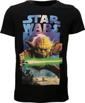 Star Wars Vintage Poster Yoda T-Shirt Zwart/Blauw - Officiële Merchandise
