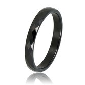 My Bendel - Keramieken Ring Facet Geslepen Zwart 3mm - Keramieken Ring • Facet Geslepen • 3 Mm • Zwart - met Luxe Cadeauverpakking | Sieraden Voor Dames | Maat 20.00 Mm / Maat 63