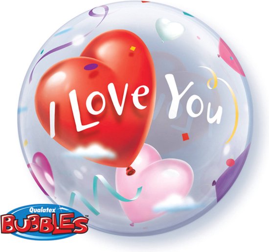 Qualatex - Folieballon - Bubbles - I love you - Zonder vulling - 56cm