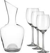 Glazen wijn karaf/decanteer kan 1,5 liter met 6 rode wijn glazen 330 ml - Schenkkannen/karaffen van glas