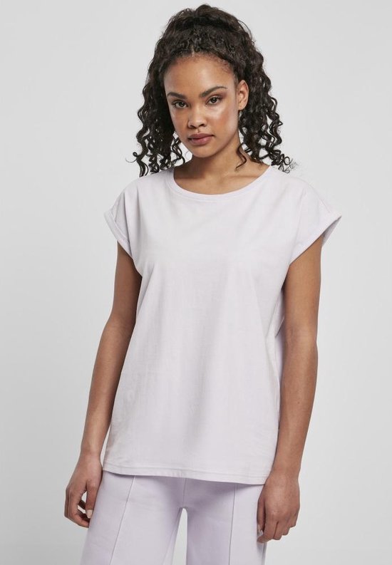 Urban Classics - Organic Extended Shoulder Dames T-shirt - S - Paars