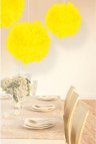 3x stuks decoratie pompom neon geel 30 cm - Feestartikelen en versieringen