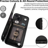 ShieldCase telefoonhoesje geschikt voor Apple iPhone 13 wallet case - zwart - Bookcase hoesje portemonnee - Walletcase flipcase shockproof hoesje pasjeshouder