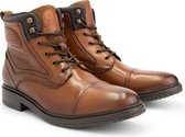 DenBroeck Hawkins St. Hoge heren veterschoenen - Gevoerde boots - Cognac Bruin Leer - Maat 46