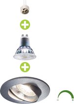 LED Inbouwspot Zilver 5,5W | Rond | 70 mm | Dimbaar - 2700K - Warm wit (827)