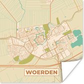 Affiche Carte - Woerden - Vintage - 30x30 cm