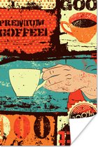 Poster Koffie - Vintage - Koffiekop - Collage - 40x60 cm