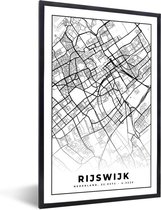 Fotolijst incl. Poster - Kaart - Rijswijk - Zwart - Wit - 20x30 cm - Posterlijst
