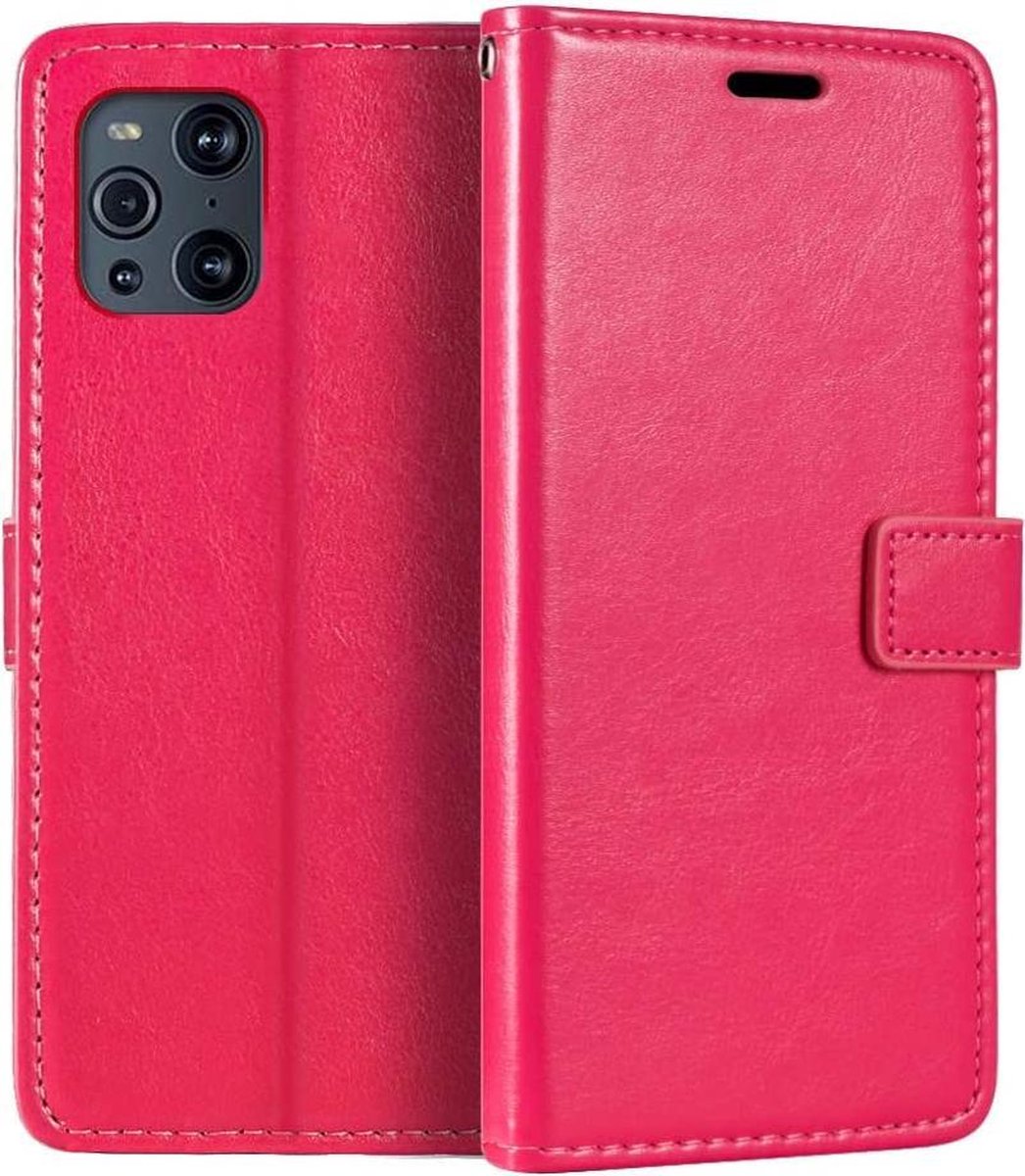 Bookcase Geschikt voor: Oppo Find X3 Pro - Bookcase Roze - portemonnee hoesje
