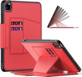 Smart B magnetische horizontale flip lederen tas met 7-speed beugel & kaartsleuven & pennensleuf & slaap- / wekfunctie voor iPad Pro 11 2021 (rood)