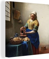 Canvas Schilderij Het melkmeisje - Johannes Vermeer - 30x40 cm - Wanddecoratie