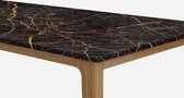 Marmeren Eettafel - Port Laurent Zwart Goud (houten Onderstel) - 220 x 90 cm  - Gezoet