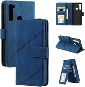 Voor Xiaomi Redmi Note 8 Skin Feel Business Horizontale Flip PU Lederen Case met Houder & Multi-kaartsleuven & Portemonnee & Lanyard & Fotolijst (Blauw)