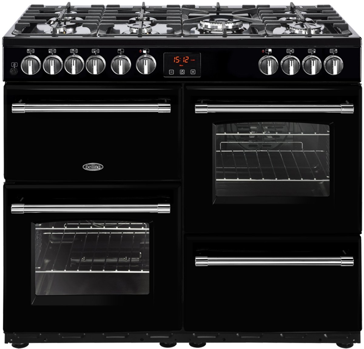 Belling Farmhouse 100DFT Range cooker Gaskookplaat Zwart
