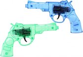 pistolen 2 stuks met licht groen/blauw 24 cm