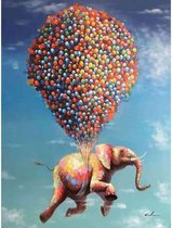 Diamond painting - Olifant met ballonnen - Geproduceerd in Nederland - 30 x 40 cm - canvas materiaal - vierkante steentjes - Binnen 2-3 werkdagen in huis