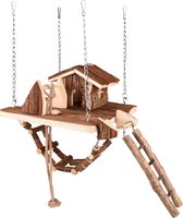 Flamingo Knaagdier Milly Hangbrug+Huisje Hout 21,5X21,5X24,5Cm