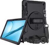 Hoes 360 Graden Kickstand Back Cover Zwart Geschikt voor Samsung Galaxy Tab S7 FE