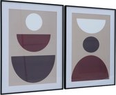 Dulaire Modern Schilderij Wit/Beige/Rood Cirkels 2 st. - 50x70 cm