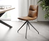Set-van-4-gestoffeerde-stoel Pia-Adesso bruin vintage kruisframe