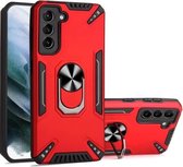 Voor Samsung Galaxy S21+ 5G PC + TPU-beschermhoes met 360 graden draaibare ringhouder (rood)