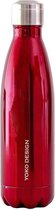 Yoko Design 1334 Double Walled Stainless Steel Thermos Flask, Red, 25.5 x 6.5 x 6.5 cm