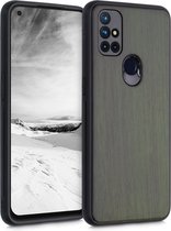 kwmobile telefoonhoesje voor OnePlus Nord N10 5G - Hoesje met bumper in donkergroen - Back cover - walnoothout