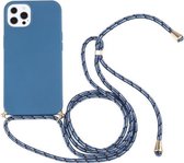 Tarwestro-materiaal + TPU-schokbestendig hoesje met nekkoord voor iPhone 13 Pro (blauw)