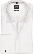 OLYMP Level 5 body fit overhemd - mouwlengte 7 - smoking overhemd - wit gladde stof met Kent kraag - Strijkvriendelijk - Boordmaat: 39