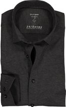 OLYMP Level 5 24/Seven body fit overhemd - antraciet grijs tricot - Strijkvriendelijk - Boordmaat: 42