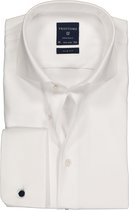 Profuomo Originale slim fit overhemd - dubbele manchet 2-ply twill - wit - Strijkvrij - Boordmaat: 45