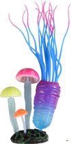 Flamingo Aquarium Decoratie Fluo Anemoon+Paddenstoelen 7X3,5X15Cm