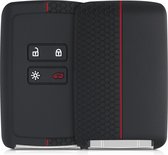 Étui à clés de voiture kwmobile pour clé de voiture Renault Smartkey à 4 boutons (Keyless Go) - Boîtier de clé de voiture en noir / rouge