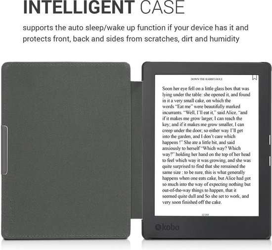 kwmobile e-reader hoesje geschikt voor Kobo Aura H2O Edition 1 hoes - E reader flip case met magnetische sluiting - Ereader cover - Magnolia design in taupe / wit / blauwgrijs van Merkloos — afbeelding 2