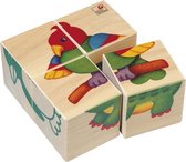 blokkenpuzzel Dieren junior 10 x 10 cm hout 4-delig