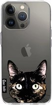 Casetastic Apple iPhone 13 Pro Hoesje - Softcover Hoesje met Design - Peeking Kitty Print