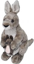 knuffel kangoeroe junior 30 cm pluche grijs/bruin